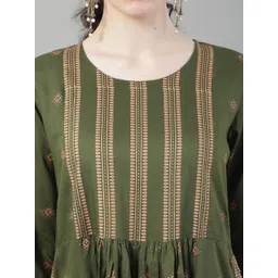 all about you Women Ethnic Motifs Printed Panelled Kurta with Trousers & With Dupatta image 4