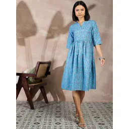 all about you Women Ethnic Motifs Printed Pleated Detail Fit & Flare Midi Dress-picture-25