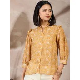 all about you Women Ethnic Motifs Printed Puff Sleeve Ruffles Shirt Style Top-picture-34