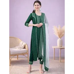 all about you Women Ethnic Motifs Printed Regular Kurta with Trousers & With Dupatta image 1