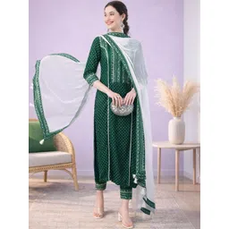 all about you Women Ethnic Motifs Printed Regular Kurta with Trousers & With Dupatta image 5