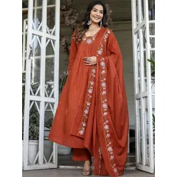 all about you Women Floral Embroidered Regular Thread Work Kurta with Trousers & With Dupatta-picture-40