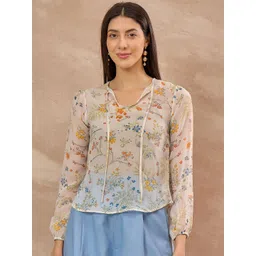 all about you Women Floral Print Tie-Up Neck Top-picture-30