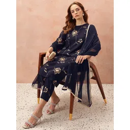 all about you Women Floral Printed Regular Gotta Patti Kurta with Trousers & With Dupatta-picture-21