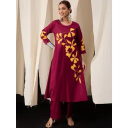 all about you Women Floral Printed Regular Kurta with Trousers-picture-23