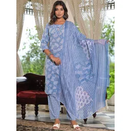 all about you Women Floral Printed Regular Kurta with Trousers & With Dupatta-picture-25