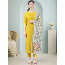 all about you Women Floral Regular Kurta with Trousers & With Dupatta-picture-16