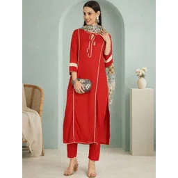 all about you Women Floral Regular Thread Work Kurta with Trousers & With Dupatta-picture-25