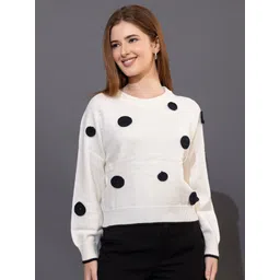 all about you Women Geometric Self Design Round Neck Ribbed Pullover Woollen Sweater-picture-34