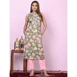 all about you Women Green Keyhole Neck Anarkali Kurta-picture-12