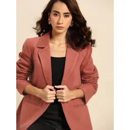 all about you Women Mauve Solid Single-Breasted Casual Blazer-picture-33