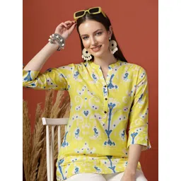 all about you Women Printed Mandarin Collar Cotton Tunics-picture-36