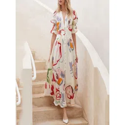 all about you Women Printed Puff Sleeve Maxi Dress-picture-26