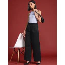all about you Women Regular Fit Black Cotton Blend Trousers-picture-12