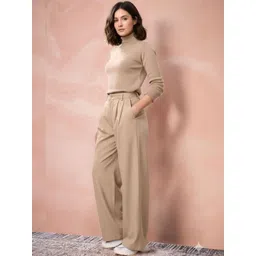 all about you Women Relaxed Straight Leg Lint Free Pleated Trousers-picture-31