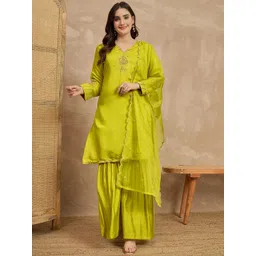 all about you Women Solid Embroidered Kurta with Palazzo & Dupatta-picture-36