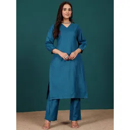 all about you Women Solid Kurta with Trousers-picture-23