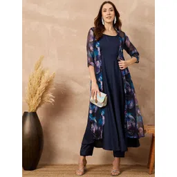 all about you Women Solid Kurta with Trousers & Jacket-picture-39