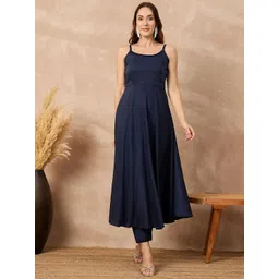 all about you Women Solid Kurta with Trousers & Jacket image 5