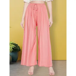 all about you Women Solid Wide leg Pleated Loose Fit Trousers-picture-21