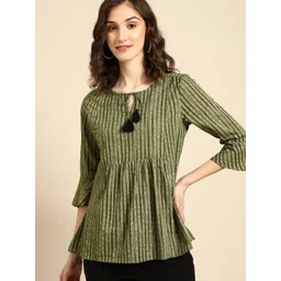 all about you Women Striped Pure Cotton A-line Kurta-picture-11