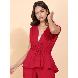 all about you Women V-Neck Sleeveless Tie-Ups Peplum Top-picture-15