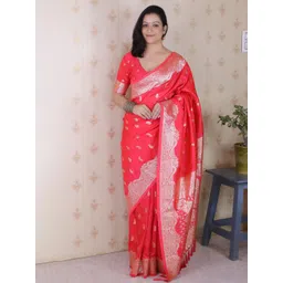 all about you Woven Design Zari Banarasi Saree With Blouse Piece-picture-24