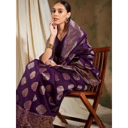 all about you Woven Design Zari Banarasi Saree with Blouse Piece-picture-25