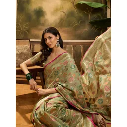 all about you Woven Design Zari Organza Banarasi Saree-picture-29