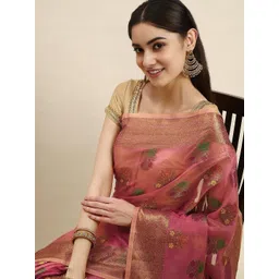 all about you Woven Design Zari Organza Handloom Banarasi Saree image 5