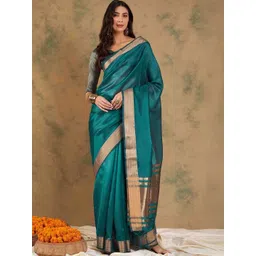 all about you Woven Design Zari Organza Handloom Kanjeevaram Saree-picture-10