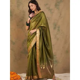 all about you Woven Design Zari Organza Handloom Kanjeevaram Saree-picture-18