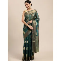 all about you Woven Design Zari Organza Handloom Kanjeevaram Saree-picture-35