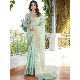 all about you Woven Design Zari Organza Handloom Patola Saree-picture-19