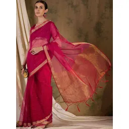 all about you Woven Design Zari Organza Handloom Saree-picture-16