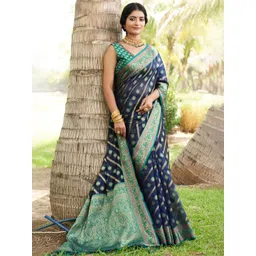 all about you Woven Design Zari Organza Kanjeevaram Saree-picture-26