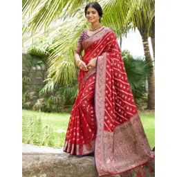 all about you Woven Design Zari Organza Kanjeevaram Saree-picture-34