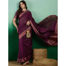 all about you Woven Design Zari Organza Kanjeevaram Saree-picture-30