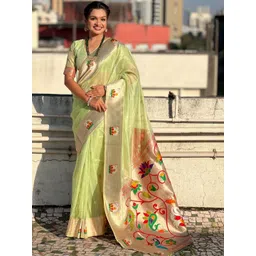 all about you Woven Design Zari Organza Paithani Saree-picture-27