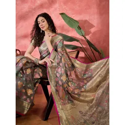 all about you Woven Design Zari Organza Saree image 1