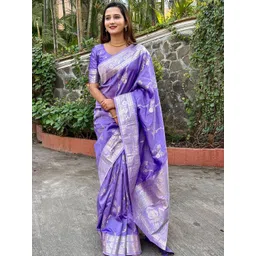 all about you Woven Design Zari Silk Blend Banarasi Saree-picture-17