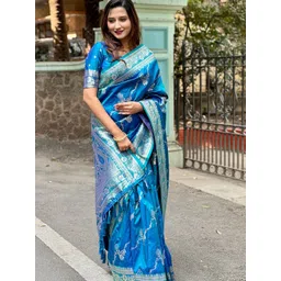 all about you Woven Design Zari Silk Blend Banarasi Saree-picture-43