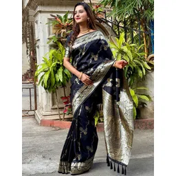 all about you Woven Design Zari Silk Blend Banarasi Saree-picture-42