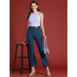all about you formals all about you Women High-Rise Pleated Bootcut Trousers with Belt-picture-10