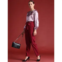 All About You Formals Women Textured Pleated High-Rise Trousers-picture-38