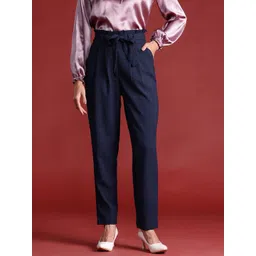 All About You Formals Women Textured Pleated High-Rise Trousers-picture-39