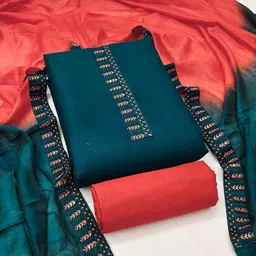 all in one Unstitched Cotton Blend Kurta & Churidar Material Self Design-picture-10