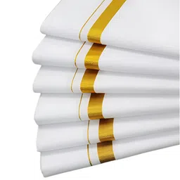 All Size Adjustable Velcro White Cotton Pocket Dhoti with Gold Zari Border for Men (28 to 44 Inches) image 5