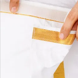 All Size Adjustable Velcro White Cotton Pocket Dhoti with Gold Zari Border for Men (28 to 44 Inches) image 3