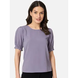 ALL WAYS YOU Horizontal Striped Puff Sleeves Top-picture-20